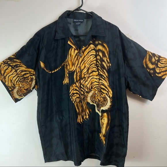Other - Oscar Misa Mens Button Up Vintage Tiger Print
